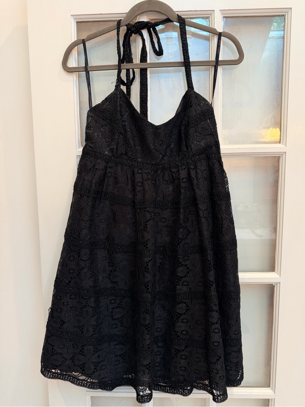 Vintage Betsey Johnson 90’s Black Lace Tiered Babydoll Mini Sundress Size 8
